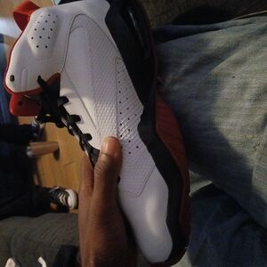 White and Red Sneakers with Modern Sporty Design